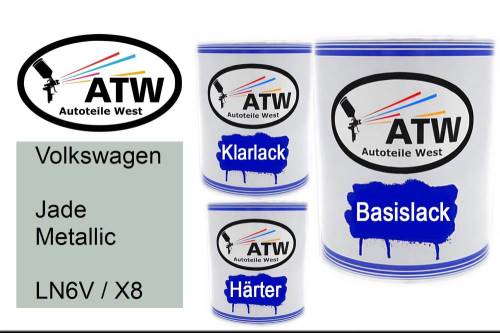 Volkswagen, Jade Metallic, LN6V / X8: 1L Lackdose + 1L Klarlack + 500ml Härter - Set, von ATW Autoteile West.